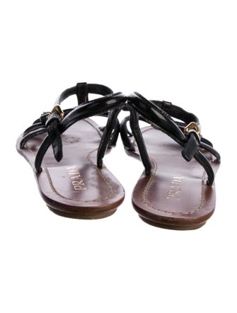 Prada Patent Leather T-Strap Sandals