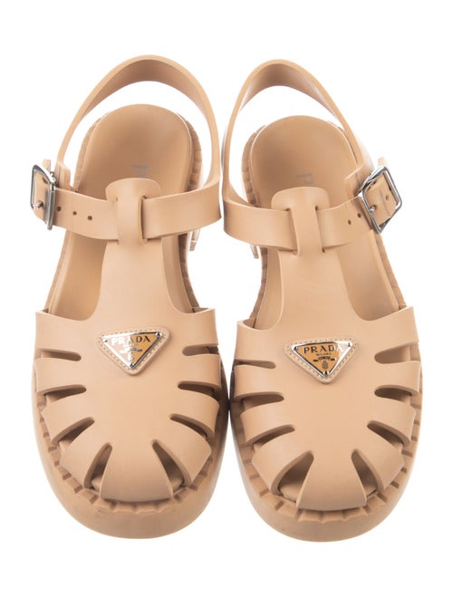 Prada Signature Logo Rubber Gladiator Sandals