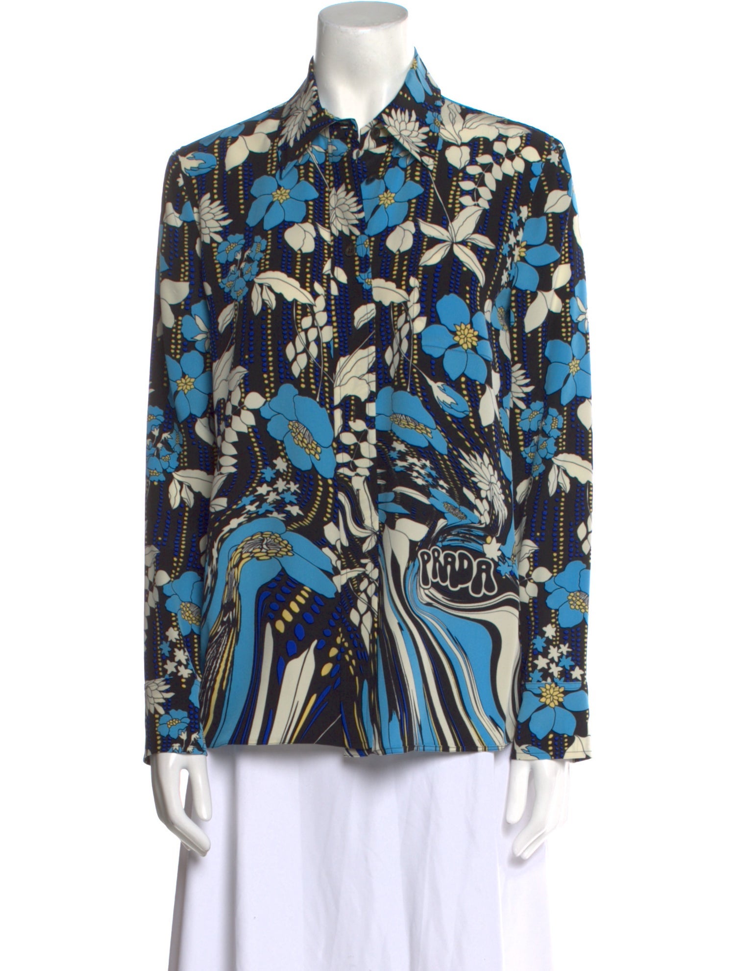 Prada 2019 Silk Button-Up Top