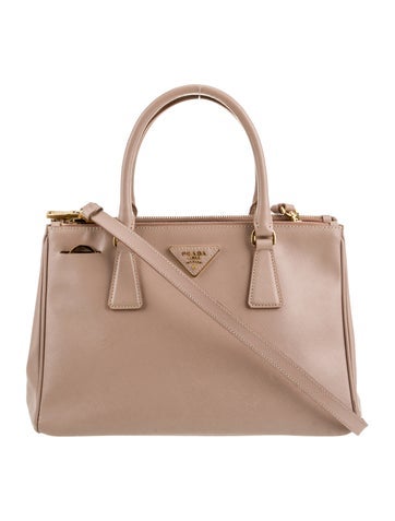 Prada Handle Bags Saffiano Lux Leather Galleria Double Zip Small