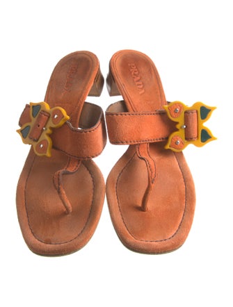 Prada Suede Studded Accents Slides