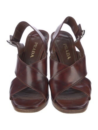 Prada Leather Slingback Sandals