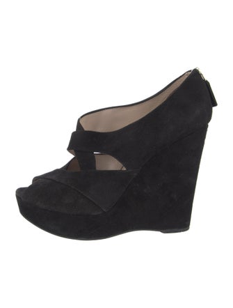 Prada Suede Cutout Accent Pumps