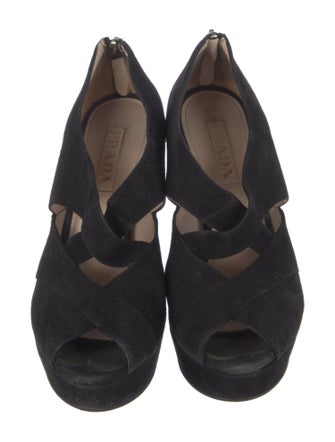 Prada Suede Cutout Accent Pumps