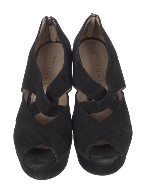 Prada Suede Cutout Accent Pumps