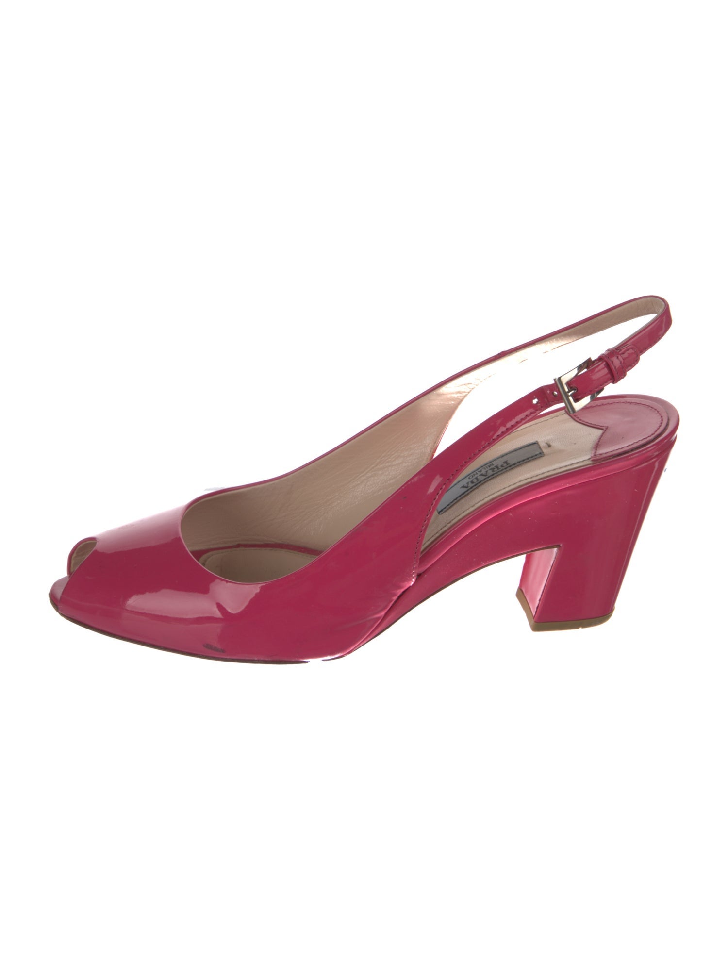 Prada Patent Leather Cutout Accent Slingback Pumps