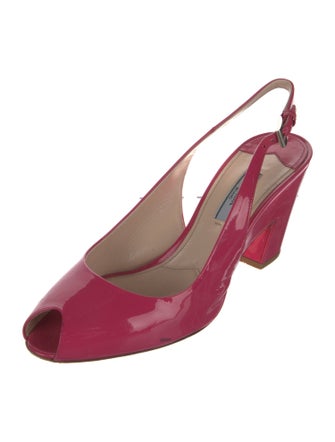 Prada Patent Leather Cutout Accent Slingback Pumps