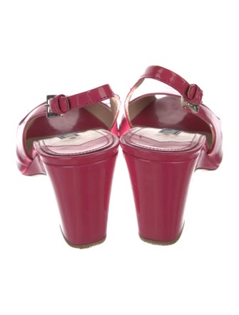 Prada Patent Leather Cutout Accent Slingback Pumps