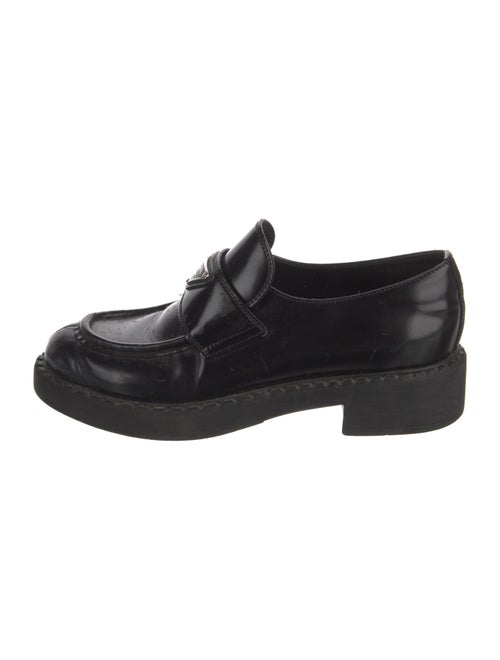 Prada Enameled Metal Triangle Patent Leather Oxfords
