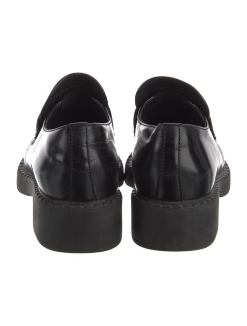 Prada Enameled Metal Triangle Patent Leather Oxfords