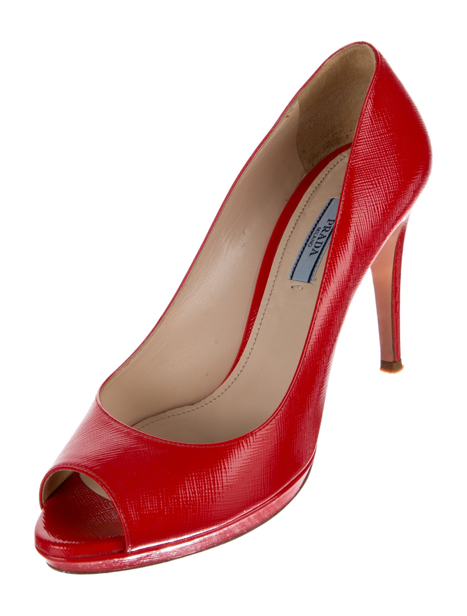 Prada Patent Leather Cutout Accent Pumps