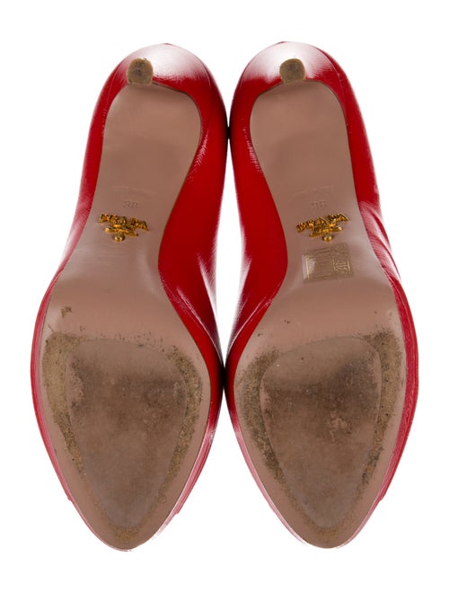 Prada Patent Leather Cutout Accent Pumps