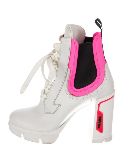 Prada Leather Colorblock Pattern Wedge Sneakers