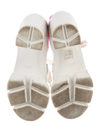 Prada Leather Colorblock Pattern Wedge Sneakers