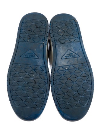 Prada Enameled Metal Triangle Leather Sneakers