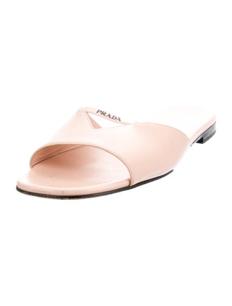 Prada Signature Logo Leather Slides
