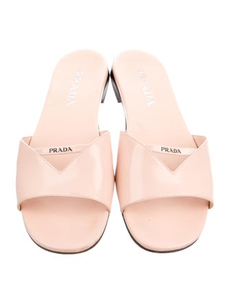 Prada Signature Logo Leather Slides