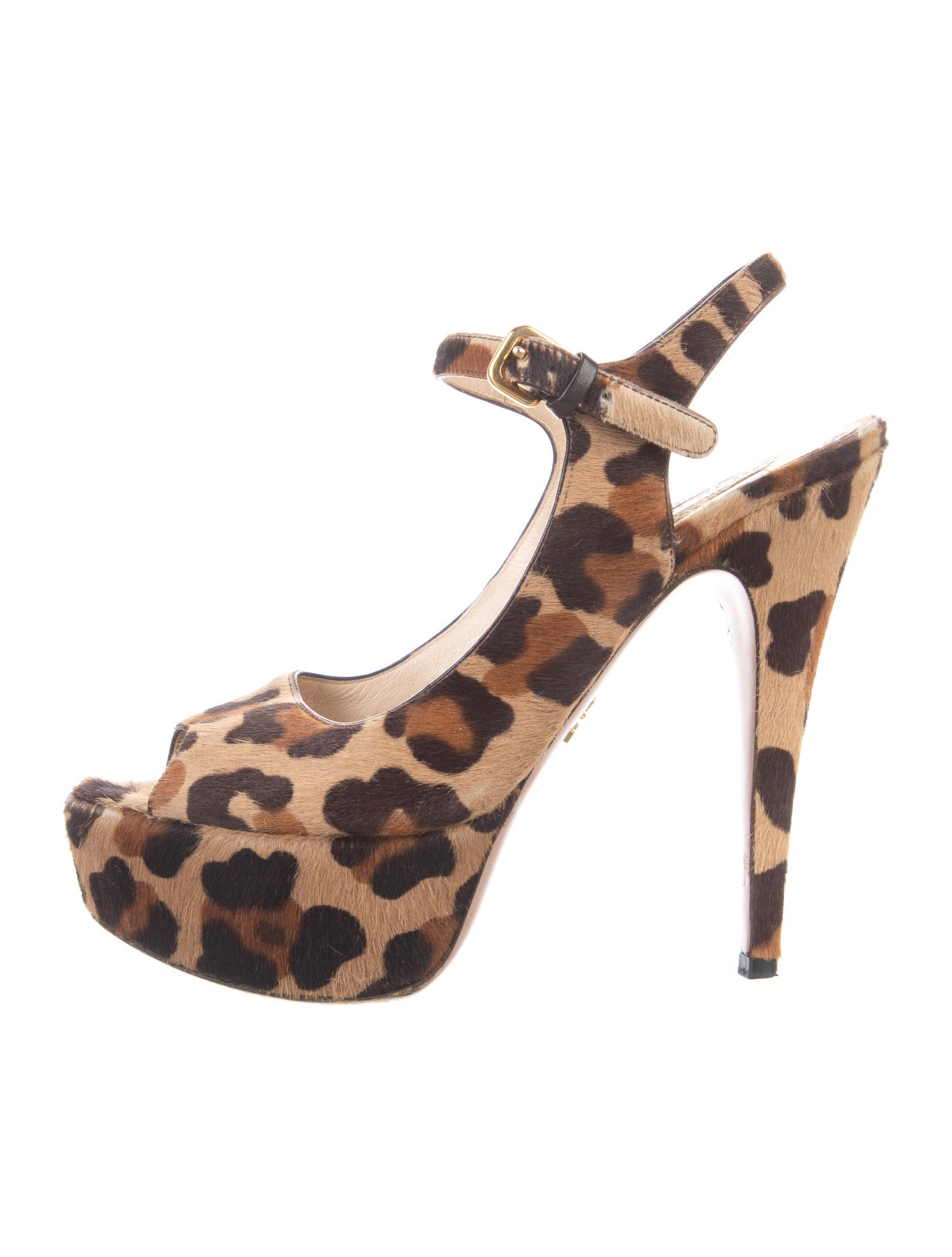 Prada Ponyhair Animal Print Slingback Sandals