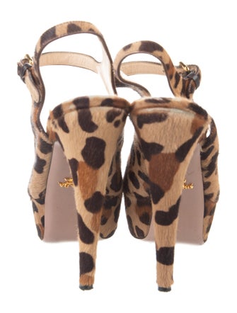 Prada Ponyhair Animal Print Slingback Sandals