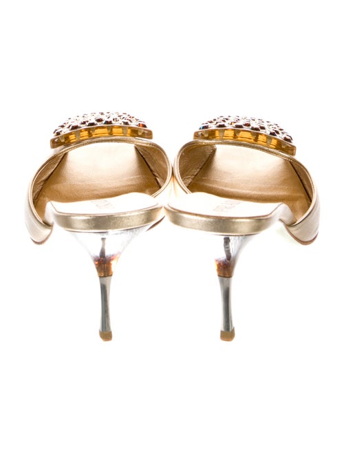 Prada Leather Crystal Embellishments Mules