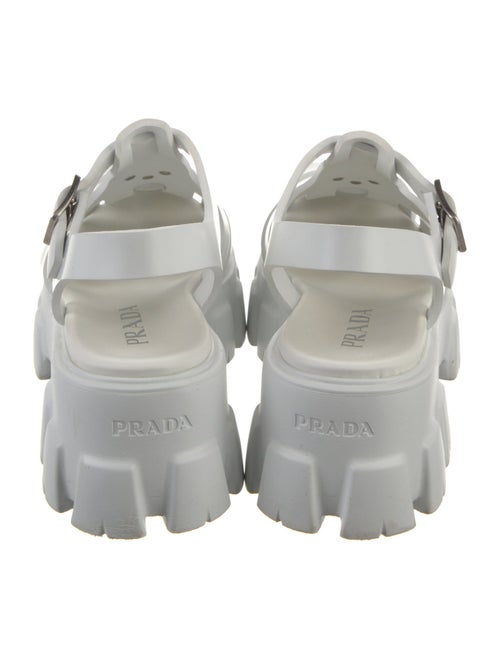 Prada Enameled Metal Triangle Rubber Slingback Sandals