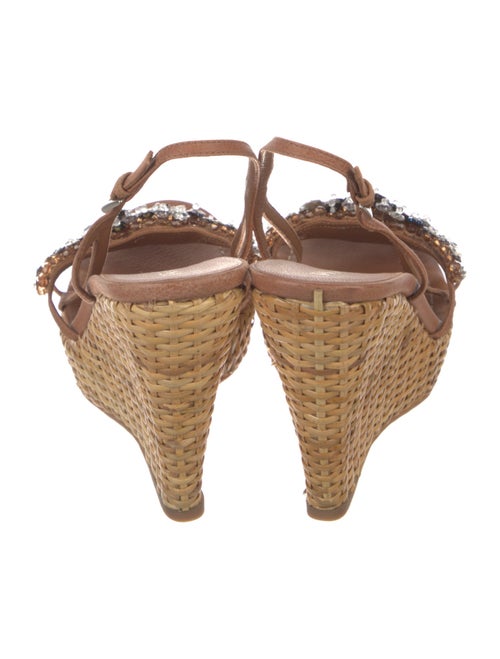 Prada Leather Crystal Embellishments Slingback Sandals