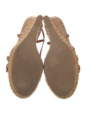 Prada Leather Crystal Embellishments Slingback Sandals