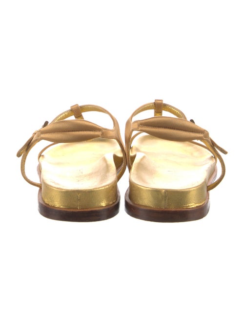 Prada Satin Leather Trim Embellishment T-Strap Sandals