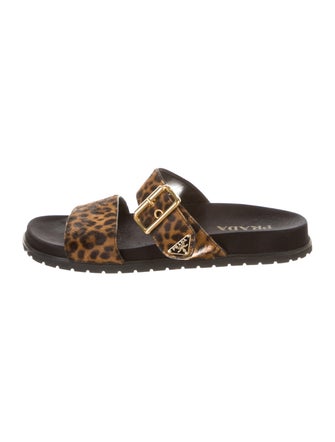 Prada Ponyhair Animal Print Slides