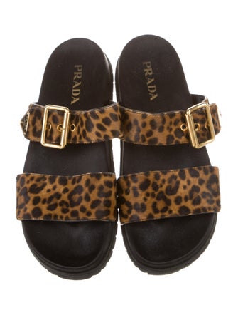 Prada Ponyhair Animal Print Slides