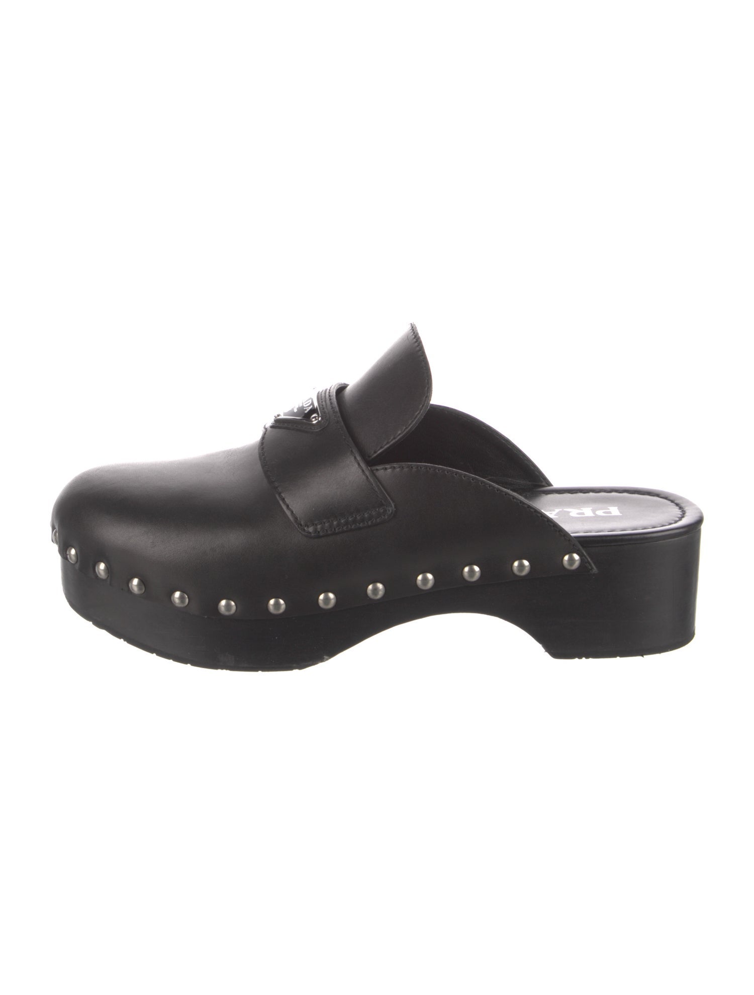 Prada Leather Studded Accents Mules