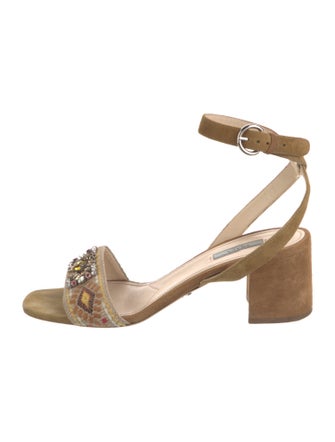 Prada Suede Crystal Embellishments Sandals