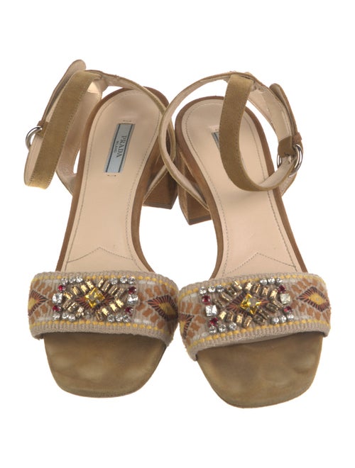Prada Suede Crystal Embellishments Sandals
