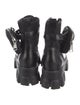 Prada Enameled Metal Triangle Leather Combat Boots