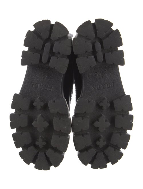 Prada Enameled Metal Triangle Leather Combat Boots