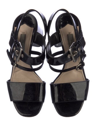 Prada Patent Leather Slingback Sandals