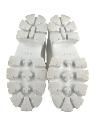 Prada Enameled Metal Triangle Leather Loafers