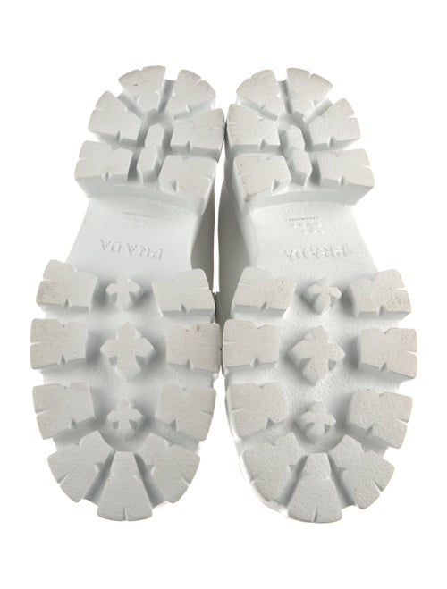 Prada Enameled Metal Triangle Leather Loafers