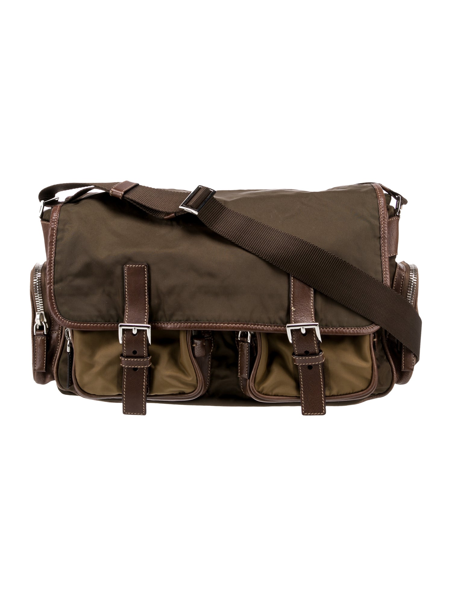 Prada Enameled Metal Triangle Messenger Bag Vintage