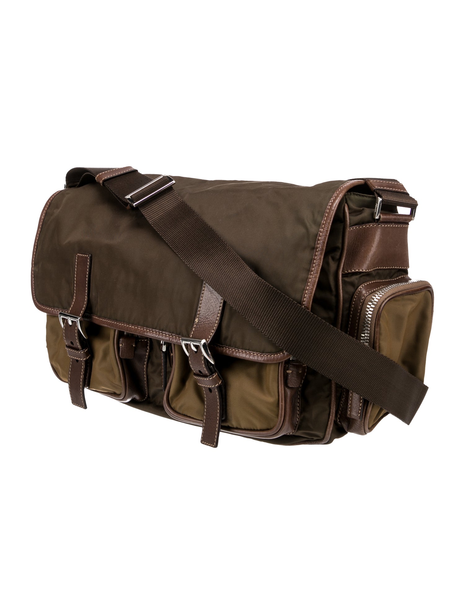 Prada Enameled Metal Triangle Messenger Bag Vintage