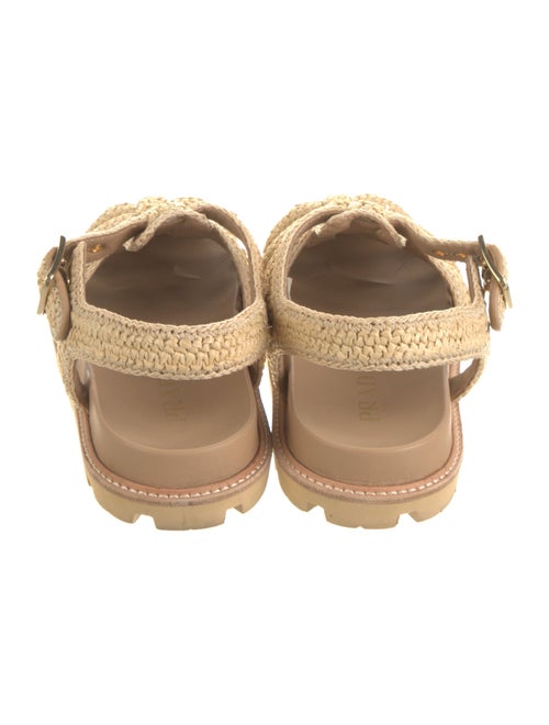 Prada Enameled Metal Triangle Raffia Slingback Sandals