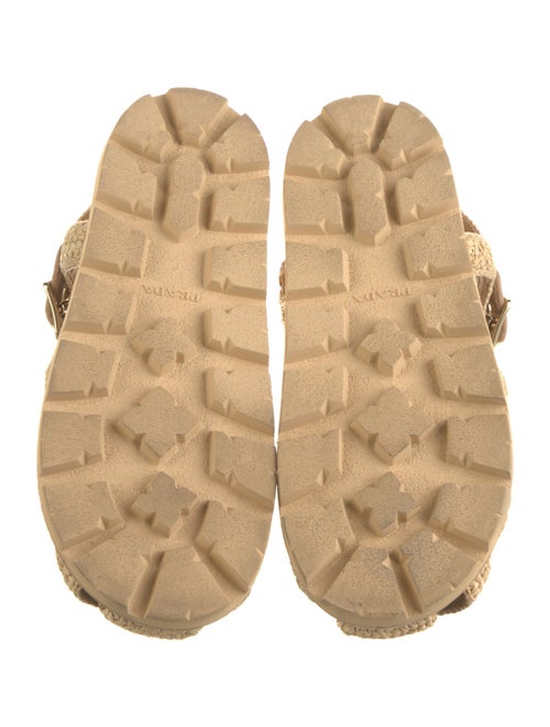 Prada Enameled Metal Triangle Raffia Slingback Sandals