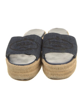 Prada Denim Embroidered Accent Espadrilles