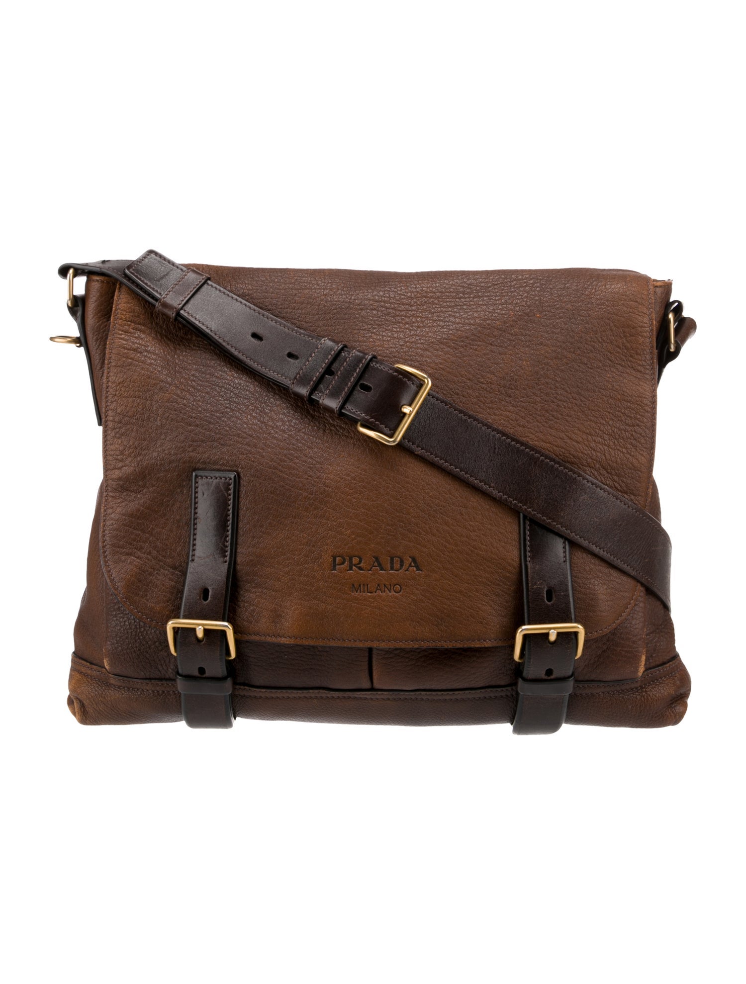 Prada Cervo Leather Messenger Bag