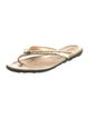 Prada Enameled Metal Triangle Leather Flip Flops