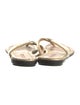 Prada Enameled Metal Triangle Leather Flip Flops