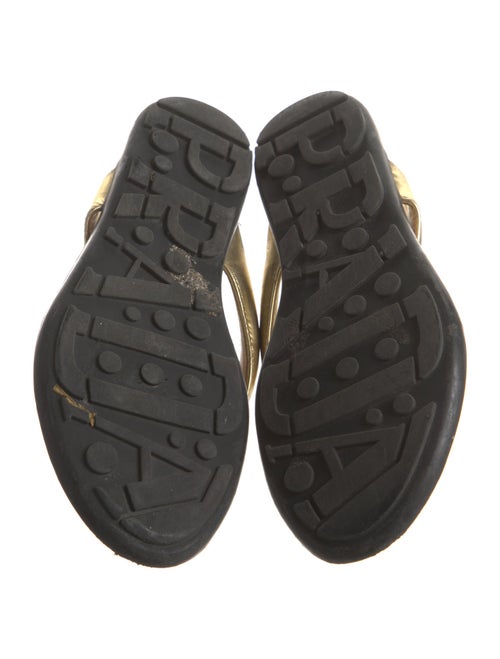 Prada Enameled Metal Triangle Leather Flip Flops