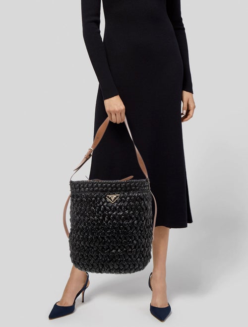 Prada Enameled Metal Triangle Bucket Bag