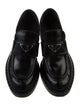 Prada Enameled Metal Triangle Leather Loafers