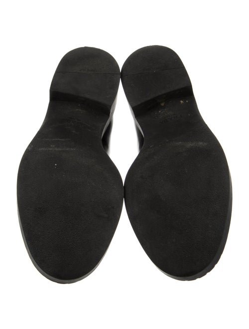 Prada Enameled Metal Triangle Leather Loafers